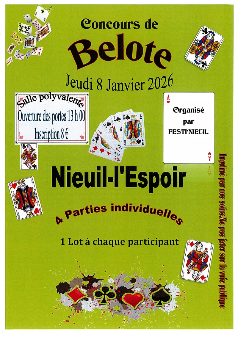 Concours de belote jeudi 8 janvier